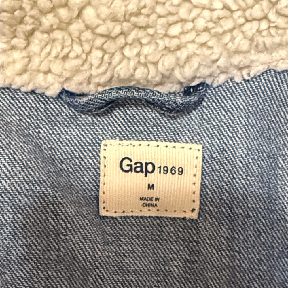 GAP Blue Denim Jacket with Sherpa Collar - Picture 2 of 4